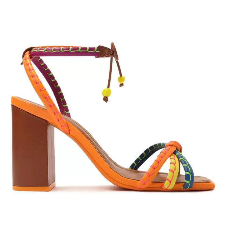 Elegant Block Heels with Stylish Color Straps - Shic Unlimited