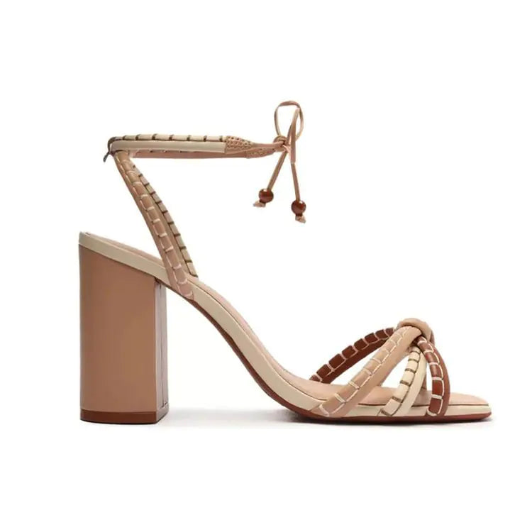 Elegant Block Heels with Stylish Color Straps - Shic Unlimited