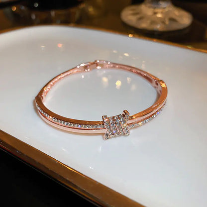 Green Emerald Diamond Open Bangle Bracelet