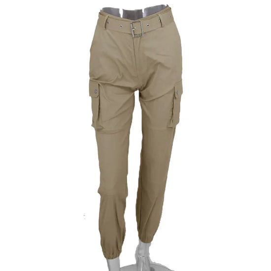 High Waist Tight-Fitting Cargo Trousers for Women