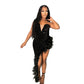 Tube-Top Sequined Feather Dress