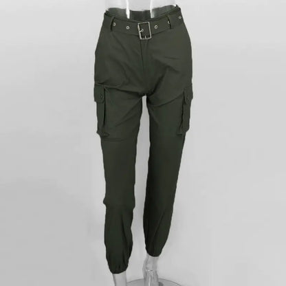 High Waist Tight-Fitting Cargo Trousers for Women