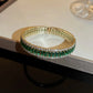 Green Emerald Diamond Open Bangle Bracelet