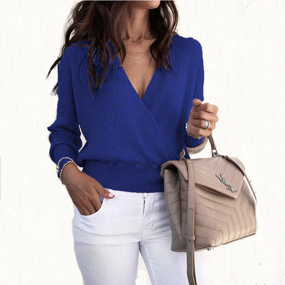 Fashionable Deep V-Neck Bat Sleeve Top