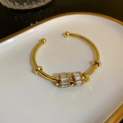 Green Emerald Diamond Open Bangle Bracelet