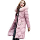 Hooded Mid-Length Cotton Coat with Fur Collar