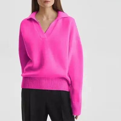 Solid Knit Polo Neck Sweater