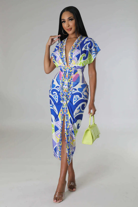 Shic V-Neck Bodycon Dress with Slit - Shic Unlimited