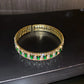 Green Emerald Diamond Open Bangle Bracelet